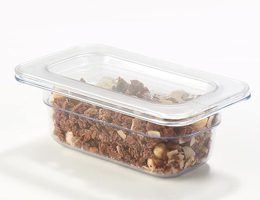 CURTA 6 Pack Food Pan Lids, 1/9 Size Polycarbonate Cover with Handle, Plastic Clear