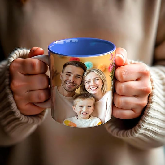 ArtPix 3D Personalized Coffee Mug - 12 Oz, Customized Picture Photo or Text, Collage Photo, Custom Gift for Women, Mom, Father, Family - Customizable Large Tea Ceramic Cup Orange