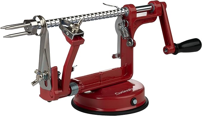 Apple Peeler and Corer - Durable Heavy Duty Chrome Cast Iron w Powerful Countertop Suction, Hand Crank for Fruits, Potatoes or Veggies, Picking Season- Holiday Pie Dessert Baking, Must Have Xmas Gift