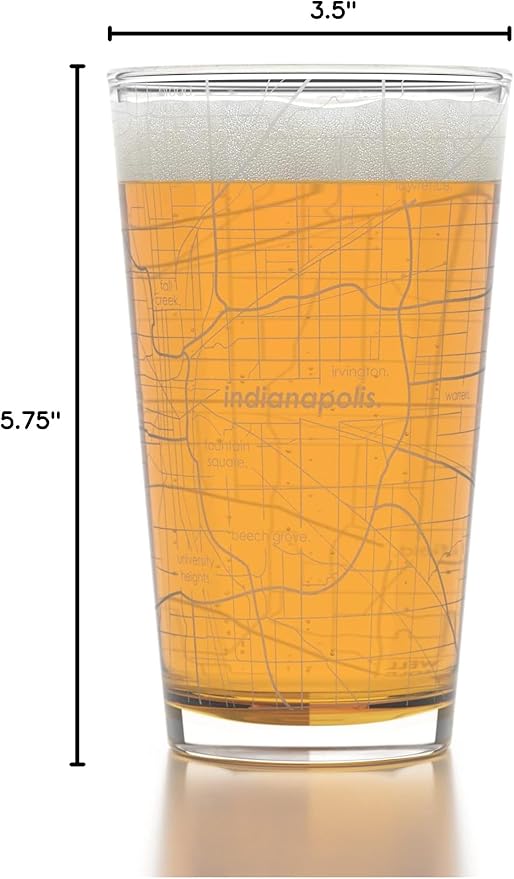 Well Told Engraved Indianapolis Indiana Map Pint Glass, Etched Beer Gift (16 oz, Clear) City Map Pint, Custom City Glassware, Gifts For Beer Lovers