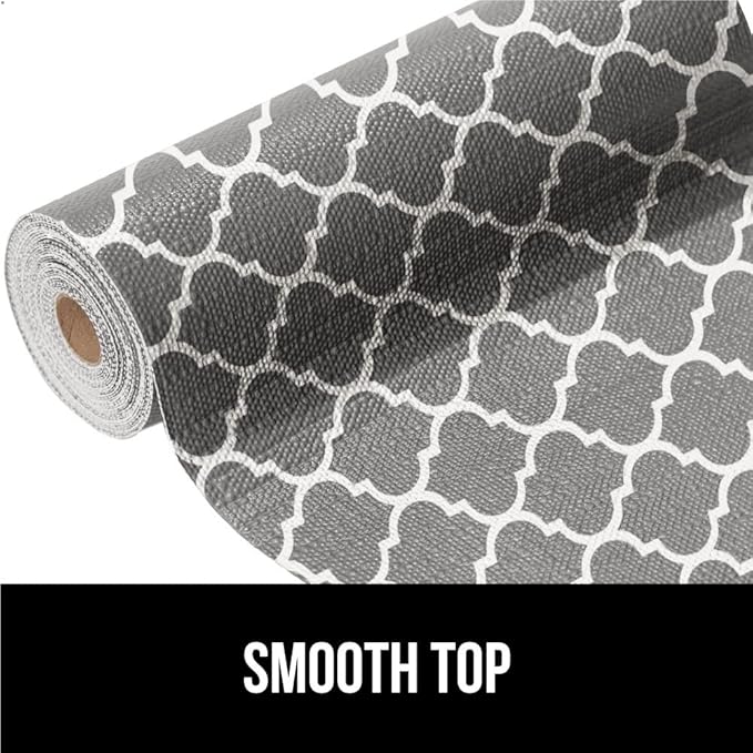 GORILLA GRIP Slip Resistant Drawer and Shelf Liner 2 Pack, Non Adhesive Water Resistant, Easy Clean and Trim, Smooth Surface Liners for Kitchen Cabinet Shelves Drawers Pantry 20 IN x 20 FT, White Gray