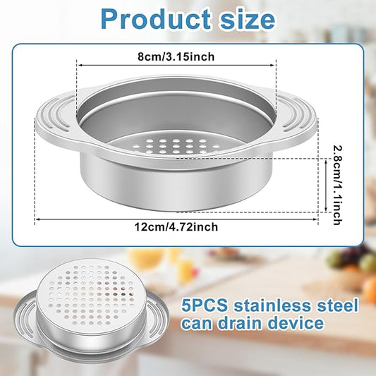 20 Pack Tuna Can Strainer 3.15Inch Stainless Steel Food Strainer Anti Slip Handle Tuna Strainer Easy to Use Tuna Press Oil Drainer Filter Colander Can Strainers for Canned Goods Vegetables Beans