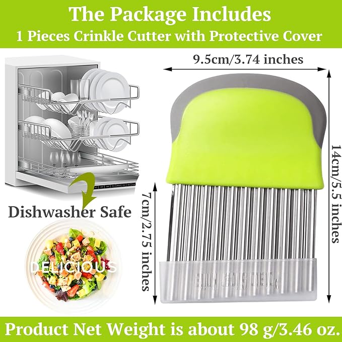 Suuker Crinkle Cutter for Veggies, Stainless Steel French Fry Cutter for Potatoes, Carrots, Cucumbers, Wavy Chopper, Onion Chopping Tools Kitchen Dicer Gadget