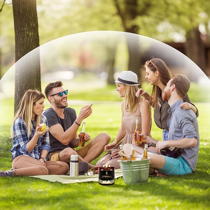 Citronella Candles Outdoor, Large 3 Wick 12oz Scented Candles up to 60 Hours Burning, Natural Citronella Soy Wax Candle for Summer Outside Camping Patio Picnic Garden