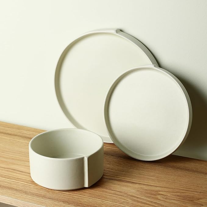 Stone Lain Bao 24-Piece Dinnerware Set Stoneware, Plates and Bowls Set, Dishwasher and Microwave Safe, Dish Set for 8, Beige