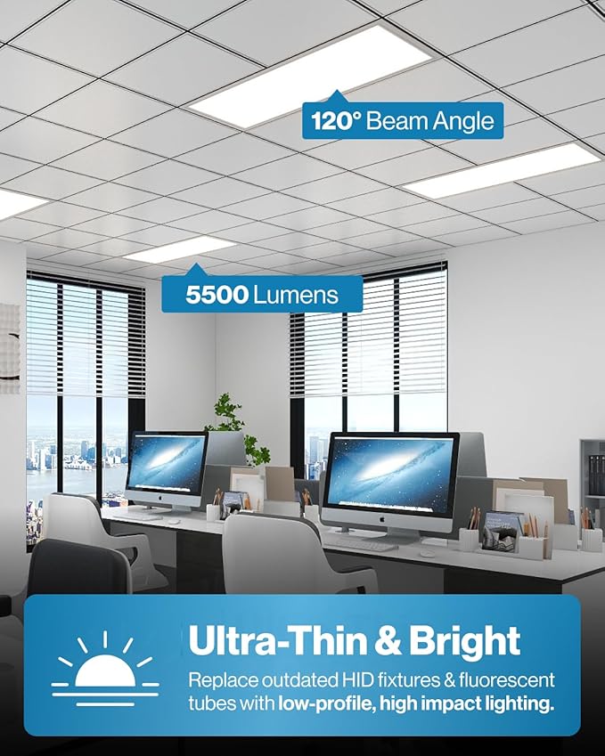 Sunco 24 Pack 2x4 LED Flat Panel Light Drop Ceiling Office Shop Commercial Warehouse Fixture, 6500 Lumens, Selectable Features, 30W/40W/50W, 4000K/5000K/6000K, Dimmable (0-10V), Dustproof ETL
