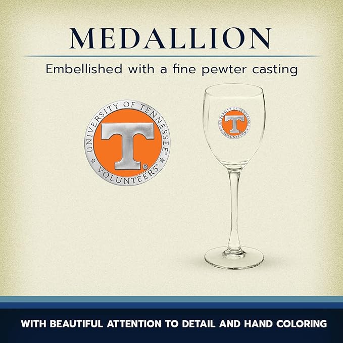 Heritage Pewter Tennessee Volunteers Glass Goblets β Set of 2 | 12 OZ Goblet Wine Glasses | Expertly Crafted Pewter Glass