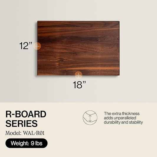 John Boos R-Board Series Rectangular Wooden Walnut Cutting Board 18βx12β β 1.5β Thick, 9-lb Reversible Butcher Block with Edge-Grain & Finger Grips β Made in the USA
