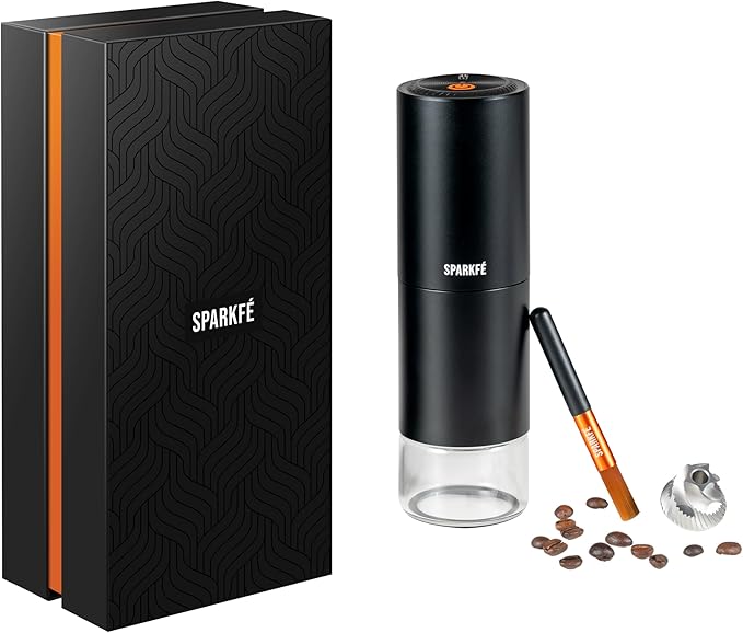 Portable Electric Coffee Grinder, Rechargeable Handheld Grinder with Stainless Steel Conical Burr, Adjustable Grind Settings, for Espresso, Moka, Pour Over, French Press, Cold Brew, Obsidian