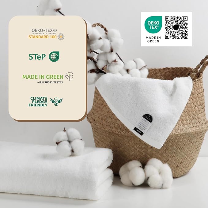 SEMAXE 4-Pack Luxury Bath Towels for Bathroom, 100% Cotton, Soft, Absorbent, and Quick-Drying, 55"x27", White, Perfect for Hotels, Gyms, and Spas