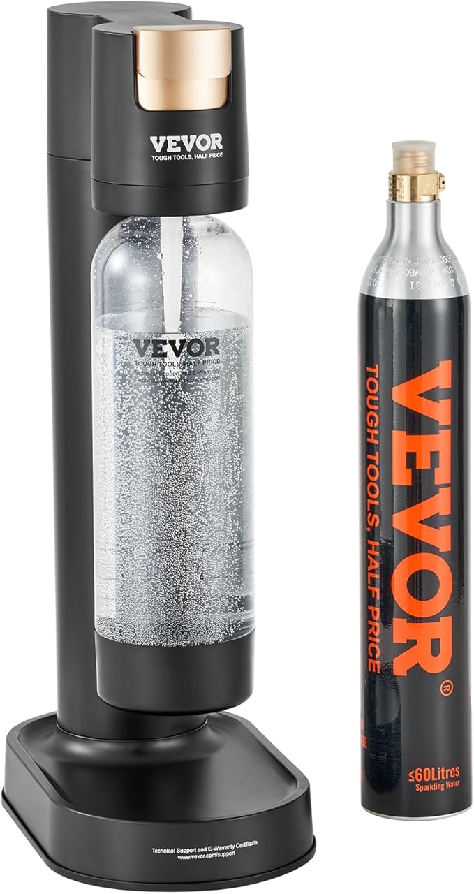 VEVOR Sparkling Water Maker, Soda Maker Machine for Home, Soda Maker with BPA-free 1L PET Bottle, CO2 Cylinder(Not Contain CO2 GAS), Compatible with Mainstream Screw-in 60L CO2 Cylinder