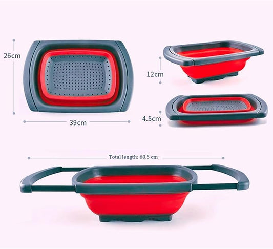 Collapsible Silicone Colander – Space-Saving Foldable Strainer for Pasta, Vegetables & Fruits – Large 6 Qt Kitchen Strainer, Heat-Resistant, BPA-Free & Dishwasher Safe |RED