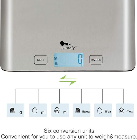 Food Kitchen Scale, Digital Grams and Oz for Cooking, Baking, and Weight Loss, Multifunction Food Meat Scale with LCD Display(Stainless Steel)