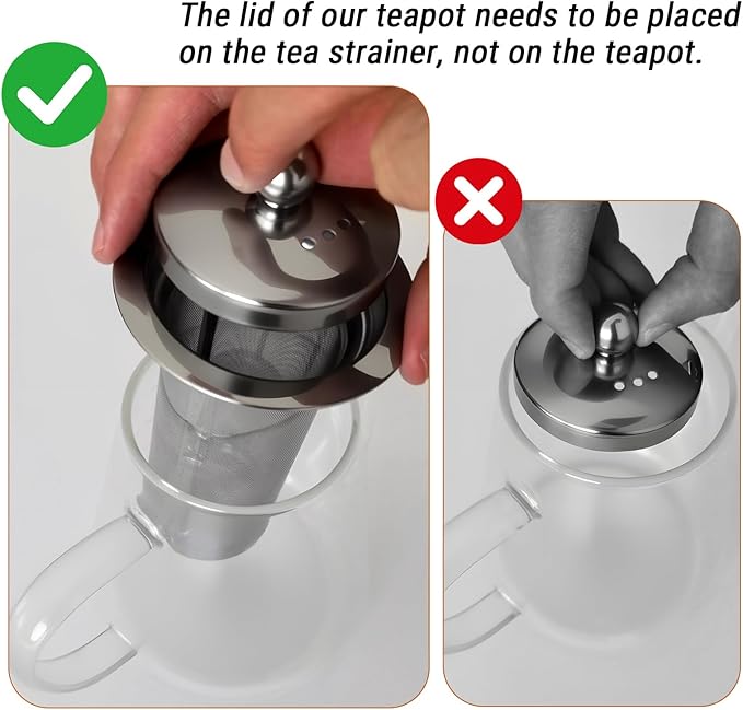 PARACITY Glass Teapot Stovetop 41 OZ/1200ml, Tea pot with Removable Stainless Steel Infuser, Borosilicate Clear Tea Kettle with Scale, Teapot Blooming and Loose Leaf Tea Maker Tea Brewer for Camping