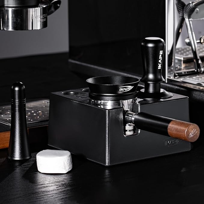 IKAPE 51mm Espresso Tamper, Spring-loaded Calibrated Tamper with Titanium Ripple Plating Base, Compatible with Over 51MM Espresso Bottomless Portafilter