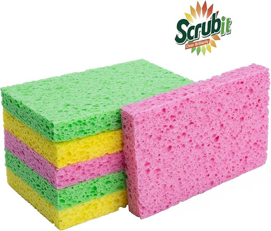 Cleaning Scrub Sponge by SCRUBIT - Kitchen Dish Sponges for Dishes, Pots Pans & More - 24 Pack - Colors May Vary-