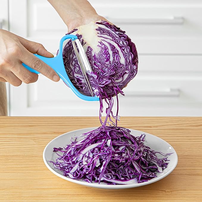 Upgrade 2 pack Veggie cabbage shredder for coleslaw stainless steel cucumber carrot Potato peeler grater slicer,Kitchen gadgets (blue)