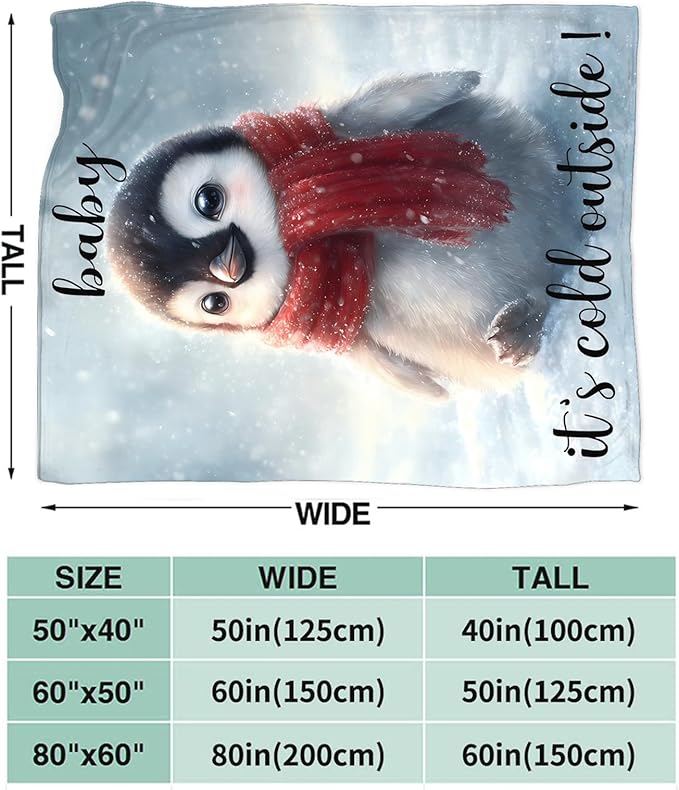 Penguin Blanket Gifts for Girls Boys Throw Cozy Plush Fleece Flannel Lightweight Fuzzy Party Blankets for Women Men 80"X60"