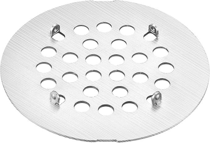 Bropury 4-1/4-Inch Easy-to-Install Snap-in Shower Drain Cover Floor Drain Replacement Cover Stainless Steel (Brushed Nickel)