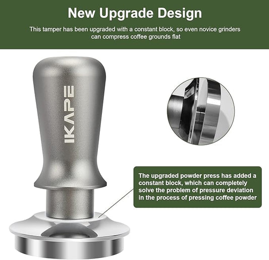 IKAPE 49mm Espresso Tamper, Premium Barista Coffee Tamper with Calibrated Spring Loaded, 100% Flat Stainless Steel Base Tamper for Espresso Machine