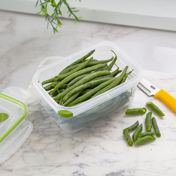 Sterilite Ultra-Seal 4.5 Cup Rectangle, Airtight Food Storage Container, Latching Lid, Microwave and Dishwasher Safe, Clear With Green Gasket, 12-Pack