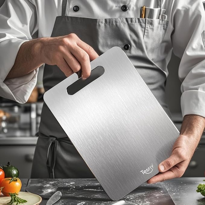 3 Pack Titanium Cutting Board - 100% Pure Titanium Cutting Boards For Kitche,Easy to clean, Double-sided food-grade Cutting Board For Meats, Fruits And Vegetables (3 Pack)