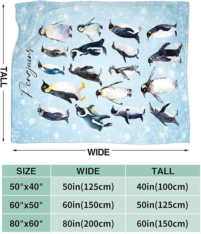 Penguin Blanket Gifts for Girls Boys Penguins Throw Blankets Cozy Plush Fleece Flannel Fuzzy for Women Men Decor 60"X50"