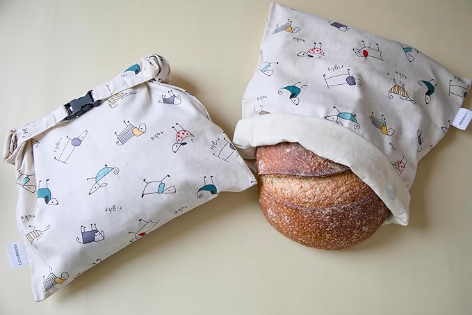 2 XL Beeswax Bread Bags for Homemade Bread, Reusable Cotton and Beeswax Storage for Sourdough or Artisan Loaves, Keeps Bread Fresh Longer, Freezer Safe, 12.6" x 16.7"