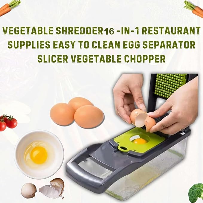 16-in-1 Mandoline Veggie Chopper dicer Cutter Slicer Julienne Slicer Salad Maker Multifuctional Vegetable chopper Cheese Grater Food Prep Tool Kitchen Gadget 8 interchangeble blades