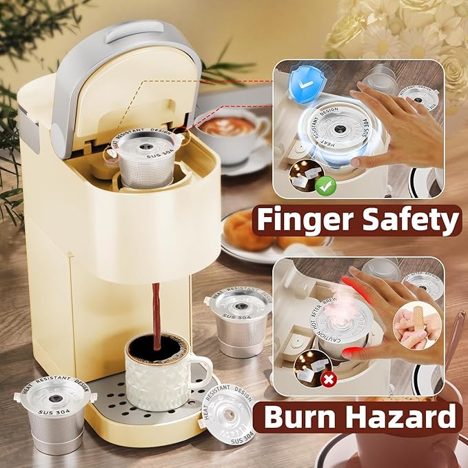 4 Pack Reusable K Cups Coffee Pods for Keurig 1.0: Stainless Steel Refillable K Cups - Reusable Coffee Filters for Coffee Machine, SUS 304, BPA-Free, Heat Resistant Handles, Scoop