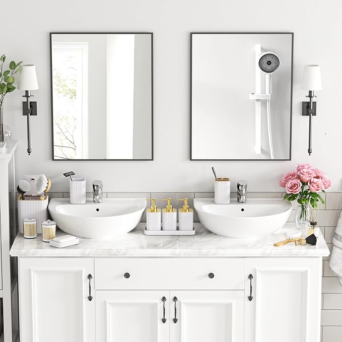 Bathroom Accessory Set - Bathroom Set, 12PC Bathroom Accessories Set, White Bathroom Accessories Set, Mini Trash Can, Toilet Brush, Trash Can & Soap Dispenser