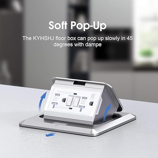 KYHSHJ Pop Up Floor Electrical Outlet with 20 Amp Stainless Steel GFCI Tamper Receptacle Outlet, Corrosive Resistant Hardware,ETL Listed,Silver