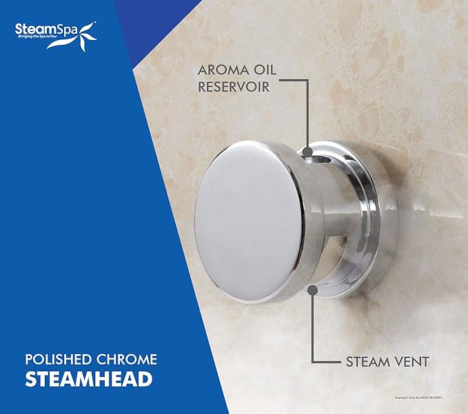SteamSpa Executive 12KW QuickStart ACU-Steam Bath Generator Package with Built-in Auto Drain in Polished Chrome | Steam Generator Kit with Dual Control Panel Steamheads 240V | SS-EXT1200CH-A
