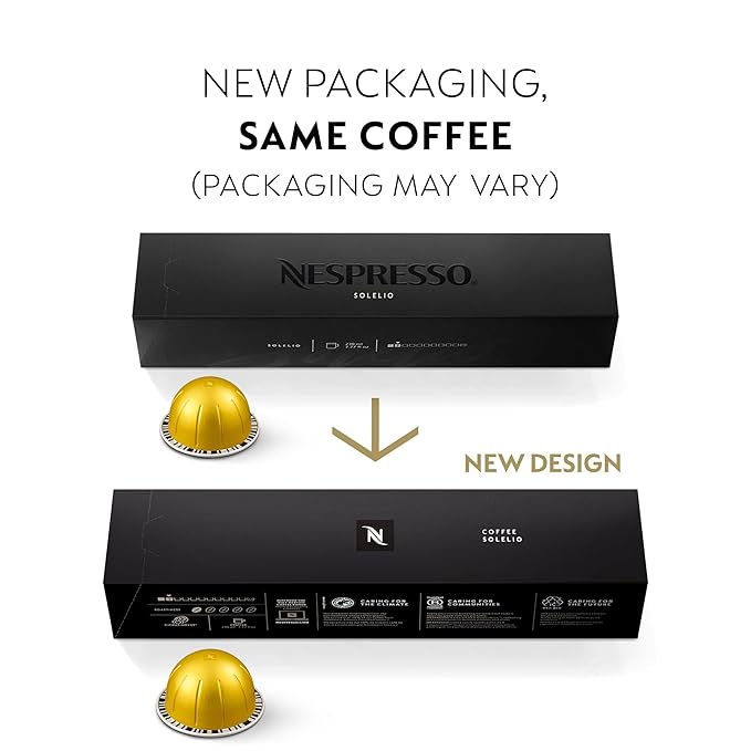Nespresso Capsules Vertuo, Solelio, Mild Roast Coffee, 30-Count Coffee Pods, Brews 7.8 oz.