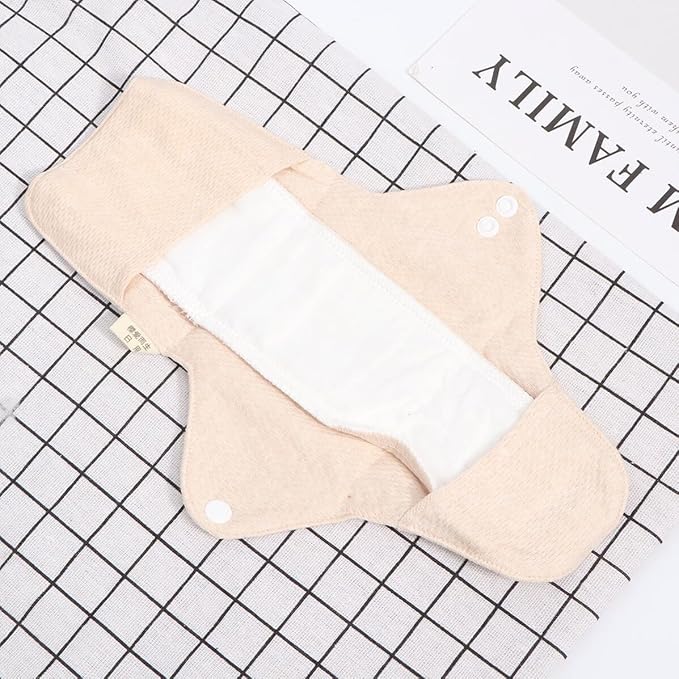 2pcs Reusable Washable Menstrual Pads Organic Cotton Panty Liners Strong Absorbent Breathable Sanitary Towels for Women Period and Postpartum Use Foldable Travel-Friendly