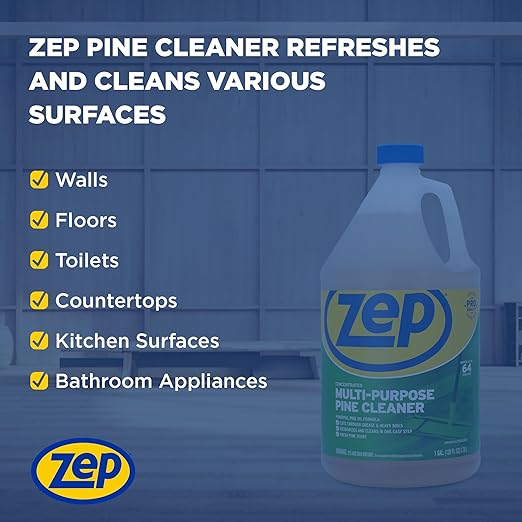 Zep Concentrated Multi-Purpose Pine Cleaner - 128 oz (Case of 4)- ZUMPP128 - Multi-Purpose Cleaner for Professional, Commercial and Household Use, From the Bathroom to Kitchens and Dining Rooms