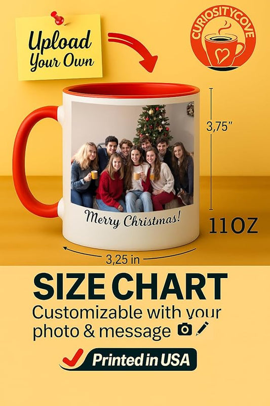 Personalized Coffee Mug | Custom Photo, Text, or Logo Cup (11oz, Red Rim, Inner, and Handle) |Dishwasher & Microwave Safe |Unique Gift for Men & Women –Taza Personalizada