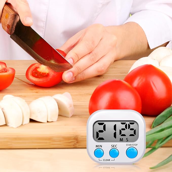 6 Pack Small Digital Timer Back to School for Cooking with 6 Pieces Lanyard Magnetic Back and On/Off Switch Second Minute Count up Countdown for Kitchen