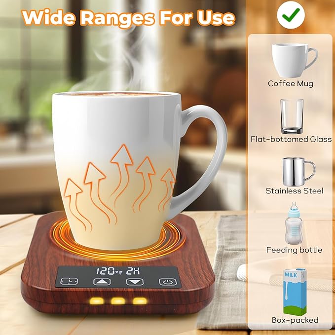 Coffee Mug Warmer & Mug Set for Desk - Candle Warmer, 9 Temp Coffee Cup Warmer Auto Shut Off, 1-12H Timer Smart Beverage Warmer, Candle Warmer Plate Candle Melter, Heated Coffee Mug, Charging Coaster