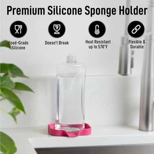 Zulay Kitchen Small Silicone Sponge Holder (4.9x3.3β) β Space-Saving Sink Organizer Tray for Sponge, Soap, Brush & More β Compact Non-Slip Dish for Kitchen & Bathroom (Honeysuckle)