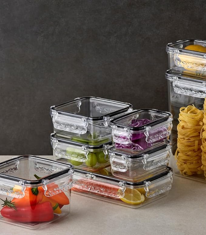 Airtight Food Storage Containers with Lids Gift Set (9 pack) BPA-Free | Clear | Microwave, Freezer and Dishwasher Safe | Leak-Proof | Kitchen Fridge Organizer Fruit Boxes | Fresher Food