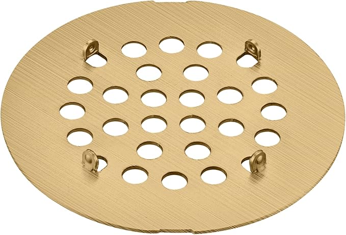 Bropury 4-1/4-Inch Easy-to-Install Snap-in Shower Drain Cover Floor Drain Replacement Cover Stainless Steel (Brushed Gold)
