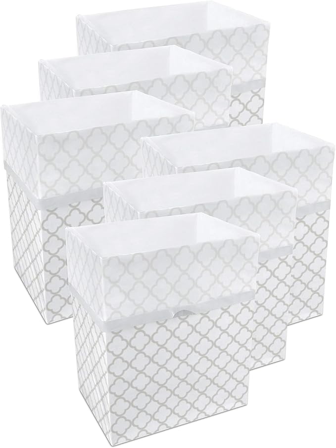 13 Gallon Disposable Pop-Up Trash Cans (6-Pack) with Fitted Bags – Foldable Garbage & Recycling Bins for Parties, Events & Kitchen (Trellis, 17" H x 13.5" W x 10" D)