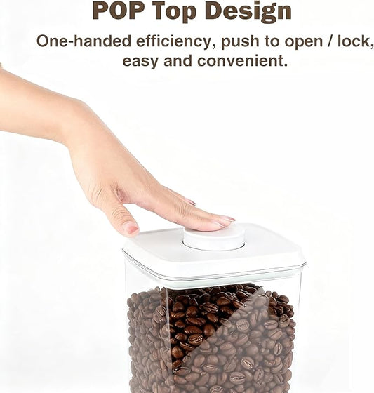 Pop Airtight Food Storage Containers with Lids Stackable Containers for Kitchen Pantry Organization Ideal for Cereal Snacks Flour Sugar Coffee and Spaghetti (gray, 4.2qt)
