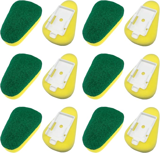 LOLA Soap Dispenser Dish Wand Sponge Head Refills, 12 Pack, Super Absorbent Scrubber, Non-Scratch, for Cleaning Dishes, Sinks and Cookware