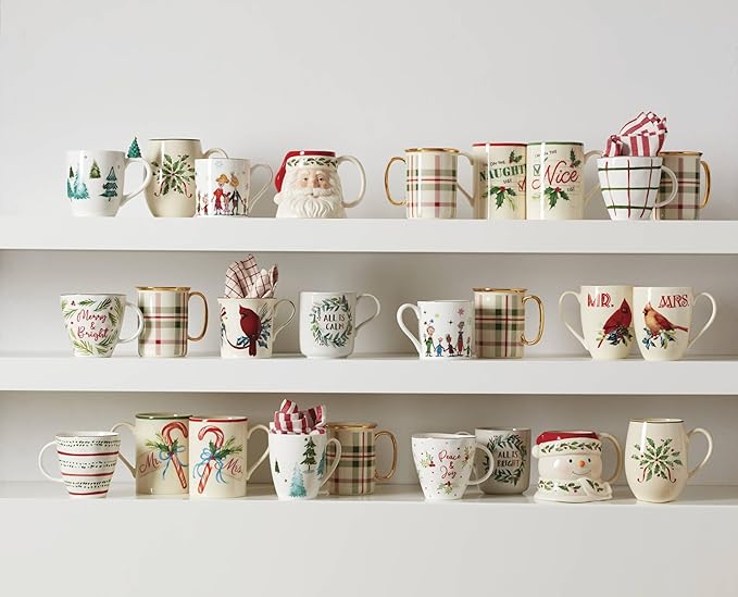 Lenox 895054 Merry Grinchmas Mugs, Set of 4, 14oz, Christmas Drinkware, Holiday Hosting