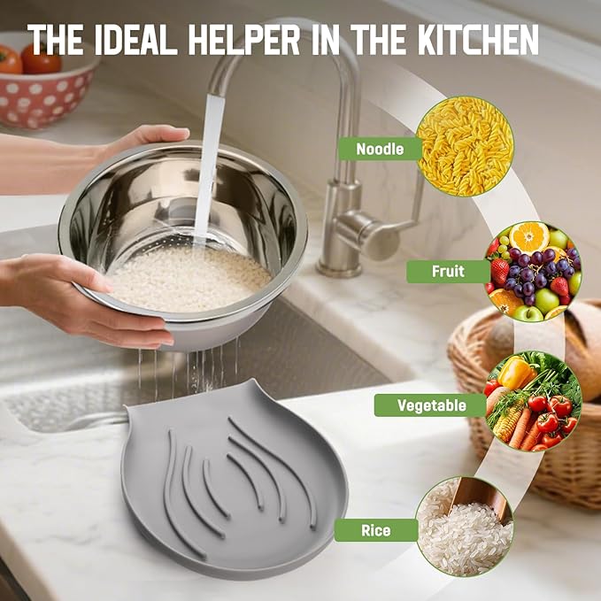 304 Stainless Steel Colander with Self-Draining Base, Goldusk 5QT Food-Grade Silicone Base Large Colander Strainer for Kitchen Pasta Strainer Washing Bowl for Pasta Rice Fruits Vegetables