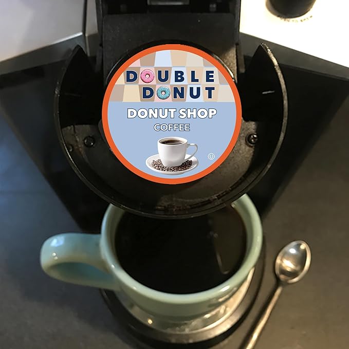 Double Donut Coffee Donut Shop Flavored Coffee Pods, Medium Roast Blend Coffee, Compatible with Keurig K Cup Brewer Machines, 20 Count (Pack of 1)