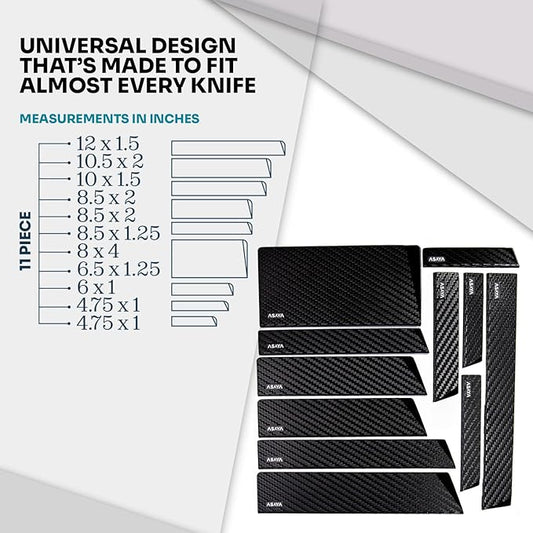 Asaya Professional Knife Edge Guards -Universal Blade Covers - Extra Strength, ABS Plastic and BPA-Free Felt Lining, non-Toxic and Food Safe - Knives Not Included (11Pcs)