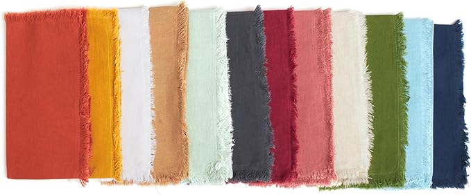 ACCENTHOME Olive Green Cotton Linen Napkin Set of 6 - 18x18 inch Dinner Napkins - Washable Soft Premium Hotel Quality Reusable Napkins Perfect for Family Dinners, Weddings & Everyday Use